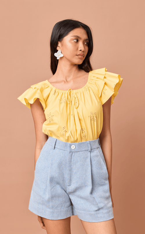 LUMEN TOP - YELLOW EYELET