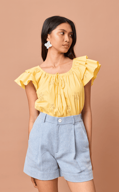 LUMEN TOP - YELLOW EYELET Shop.TayoStudio