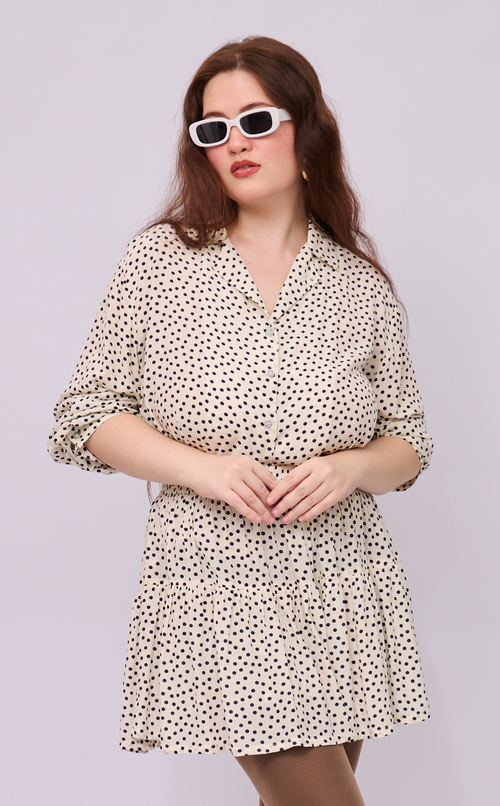 LENA TOP - WHITE MICRO POLKA