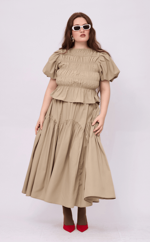 LIGAYA SKIRT - TAUPE POPLIN