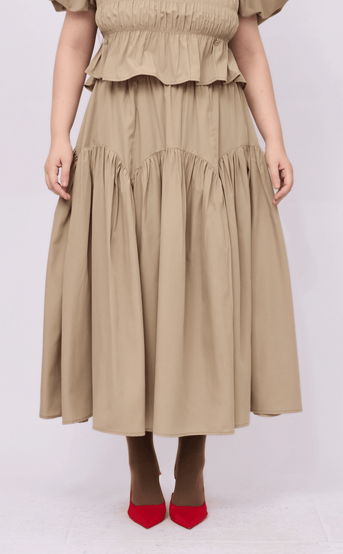 LIGAYA SKIRT - TAUPE POPLIN