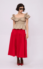 LIGAYA SKIRT - RED POPLIN
