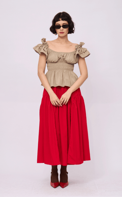 LIGAYA SKIRT - RED POPLIN