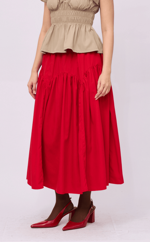 LIGAYA SKIRT - RED POPLIN
