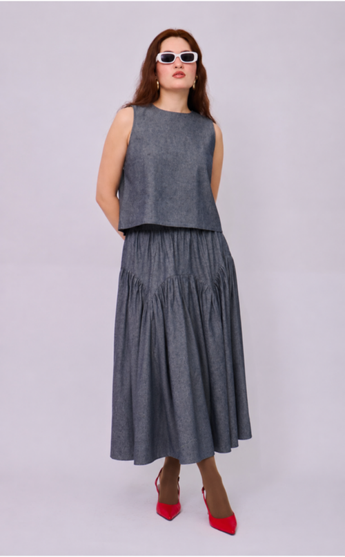LIGAYA SET - GRAY DENIM CHAMBRAY