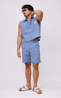 MANU SHORTS - BLUE GINGHAM 2