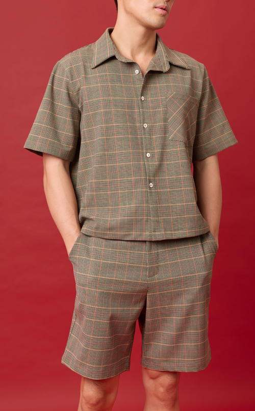 MANU SHORTS - HOUNDSTOOTH PLAID