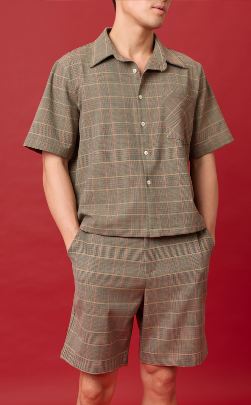 MANU SHORTS - HOUNDSTOOTH PLAID