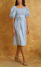 MARIKIT DRESS - BLUE MICRO PLAID Shop.TayoStudio