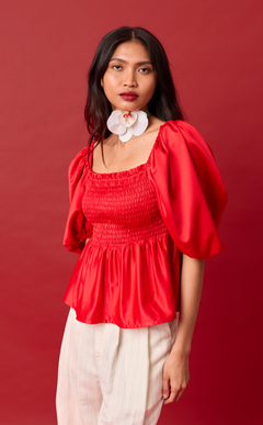 MARIKIT TOP - RED SATIN Shop.TayoStudio