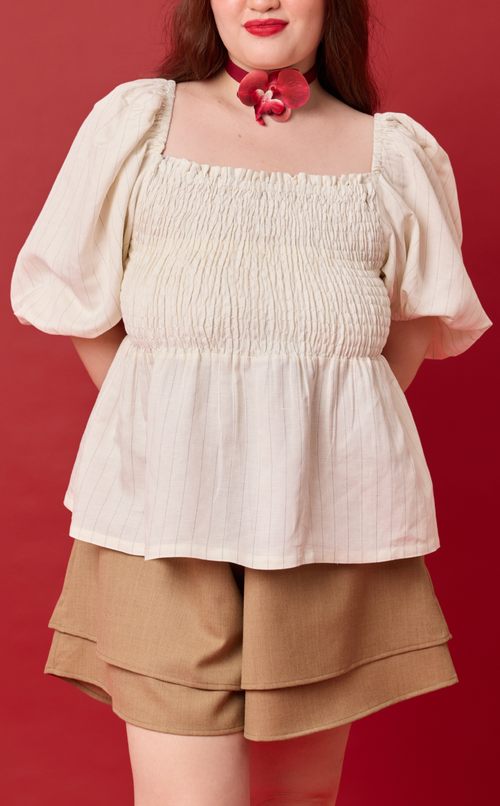 MARIKIT TOP - WHITE CHALK STRIPES