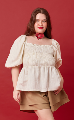 MARIKIT TOP - WHITE CHALK STRIPES