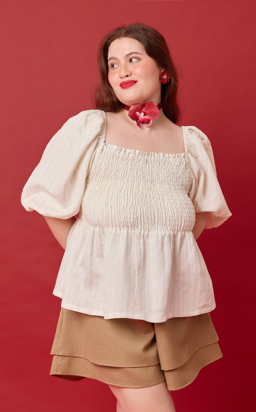 MARIKIT TOP - WHITE CHALK STRIPES