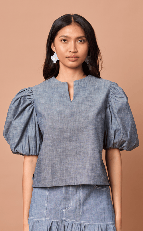 MELCHORA TOP - DENIM CHAMBRAY
