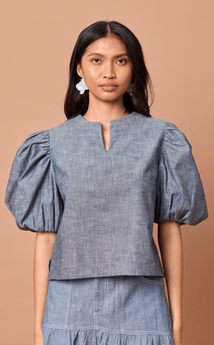 MELCHORA TOP - DENIM CHAMBRAY Shop.TayoStudio