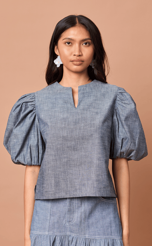 MELCHORA TOP - DENIM CHAMBRAY Shop.TayoStudio