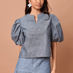 MELCHORA TOP - DENIM CHAMBRAY Shop.TayoStudio