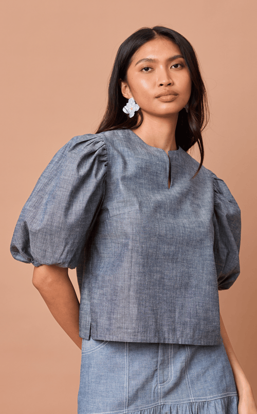 MELCHORA TOP - DENIM CHAMBRAY Shop.TayoStudio