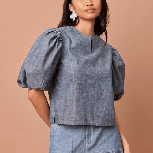 MELCHORA TOP - DENIM CHAMBRAY Shop.TayoStudio
