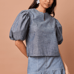 MELCHORA TOP - DENIM CHAMBRAY Shop.TayoStudio