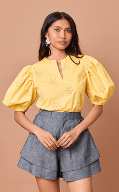 MELCHORA TOP - YELLOW EYELET Shop.TayoStudio