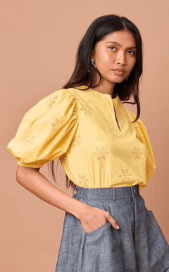 MELCHORA TOP - YELLOW EYELET Shop.TayoStudio