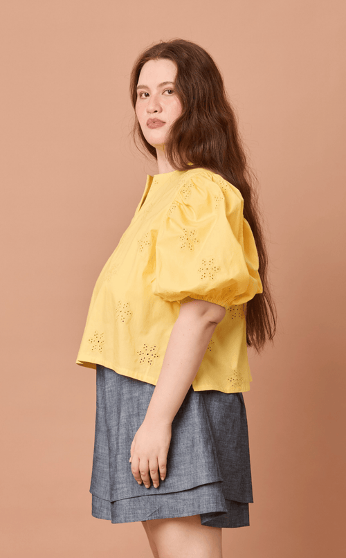 MELCHORA TOP - YELLOW EYELET Shop.TayoStudio