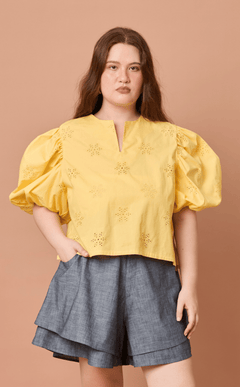 MELCHORA TOP - YELLOW EYELET Shop.TayoStudio