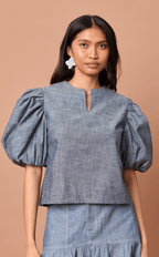 MELCHORA TOP - DENIM CHAMBRAY Shop.TayoStudio