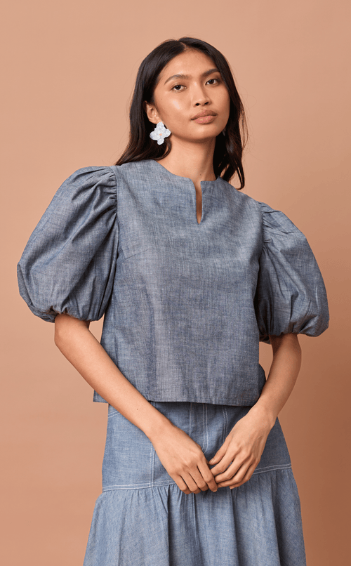 MELCHORA TOP - DENIM CHAMBRAY Shop.TayoStudio