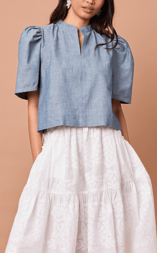 NADIA TOP 2.0 - DENIM LINEN Shop.TayoStudio