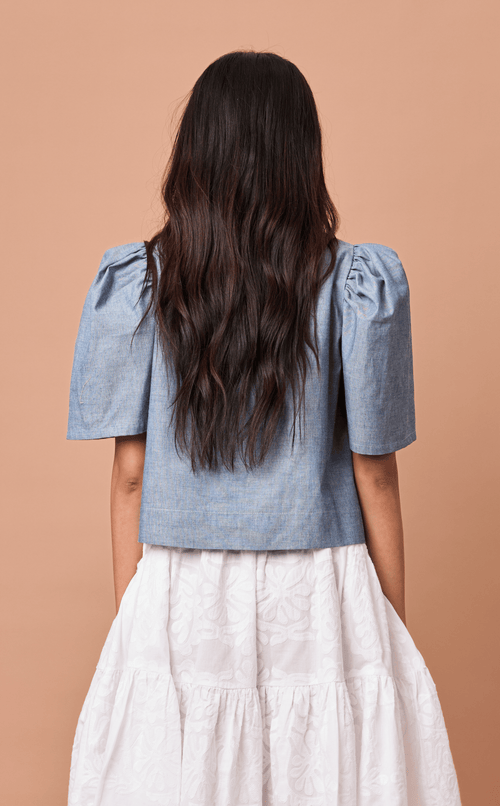 NADIA TOP 2.0 - DENIM LINEN Shop.TayoStudio