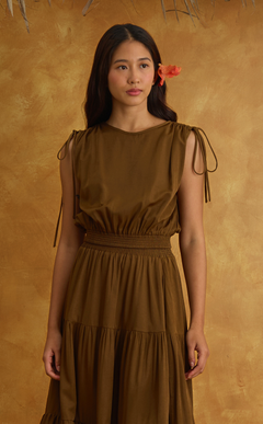 NALA TOP - BROWN SATIN Shop.TayoStudio