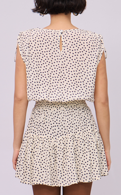 NALA TOP - WHITE MICRO POLKA