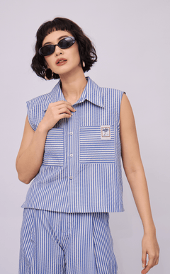 NANO SHIRT - BLUE STRIPES SEERSUCKER