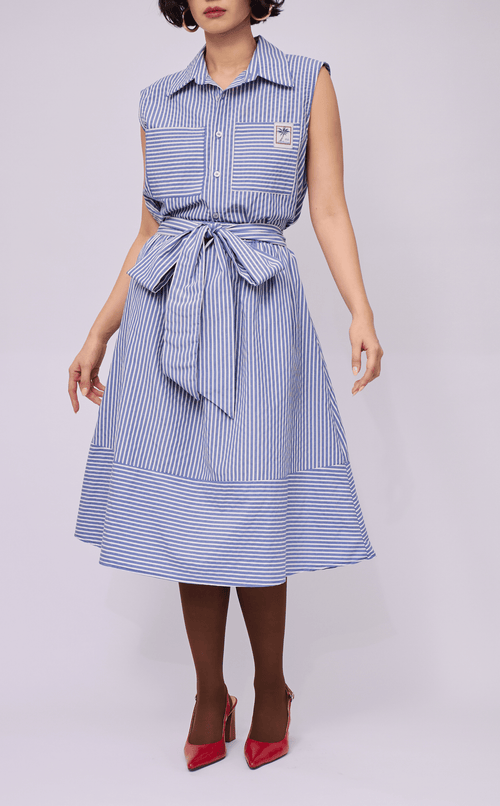 NANO SHIRT - BLUE STRIPES SEERSUCKER