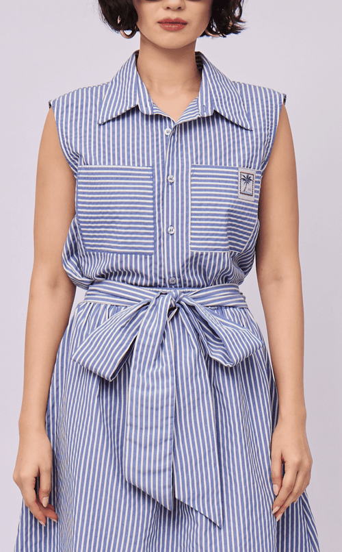 NANO SHIRT - BLUE STRIPES SEERSUCKER