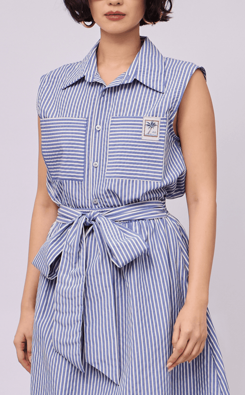 NANO SHIRT - BLUE STRIPES SEERSUCKER