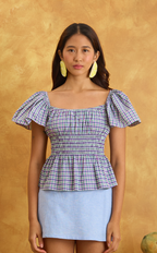 ODESSA TOP - PURPLE GREEN MICRO PLAID Shop.TayoStudio