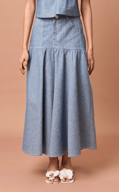 PACITA SKIRT - DENIM LINEN