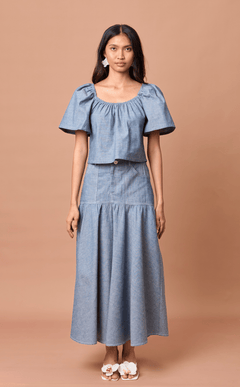 PACITA SKIRT - DENIM LINEN