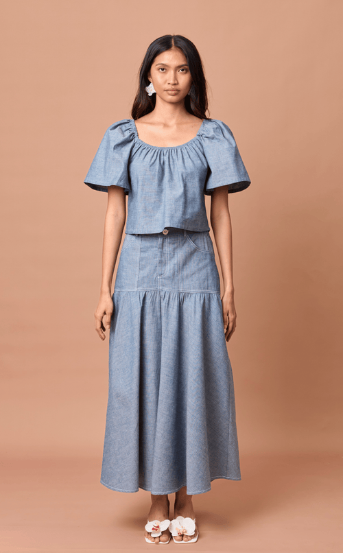 PACITA SKIRT - DENIM LINEN