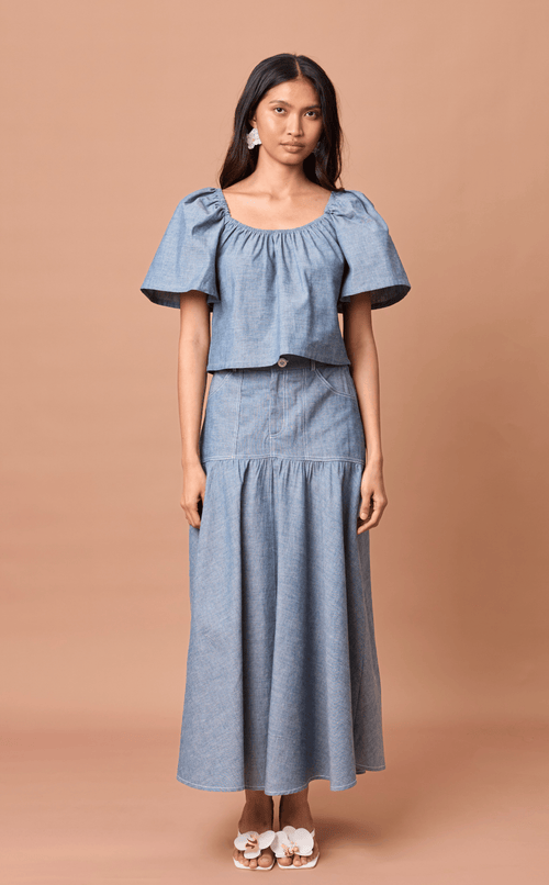 PACITA SKIRT - DENIM LINEN
