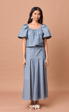 PACITA SKIRT - DENIM LINEN Shop.TayoStudio