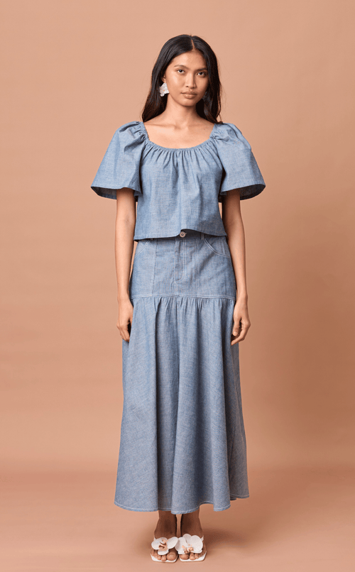 PACITA SKIRT - DENIM LINEN Shop.TayoStudio