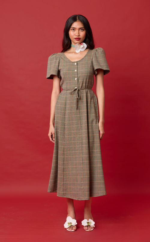 PALMA DRESS - HOUNDSTOOTH PLAID (PRE ORDER)