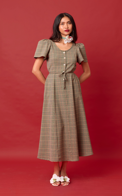 PALMA DRESS - HOUNDSTOOTH PLAID (PRE ORDER)