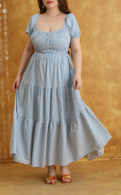 PENELOPE MAXI DRESS - BLUE MICRO PLAID Shop.TayoStudio