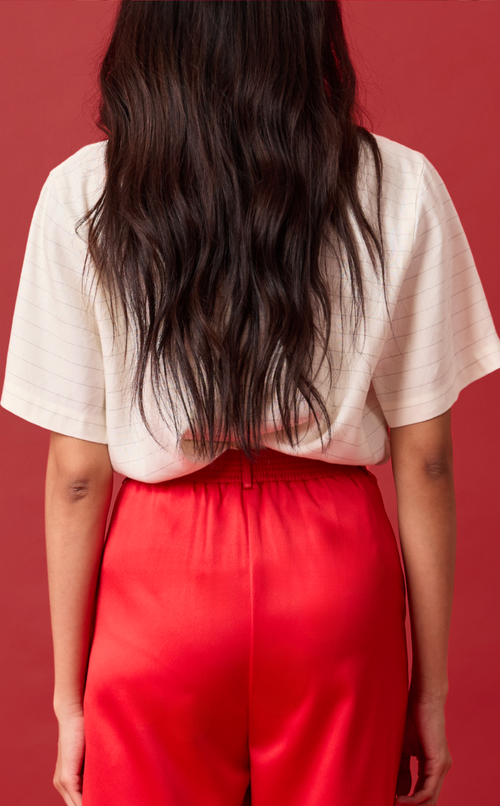 PINO TOP - WHITE CHALK STRIPES w/ BAYANIHAN EMBRO