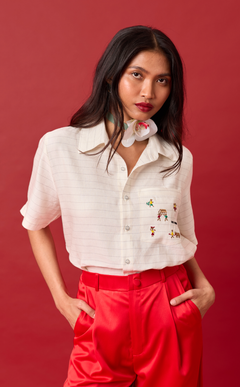 PINO TOP - WHITE CHALK STRIPES w/ BAYANIHAN EMBRO